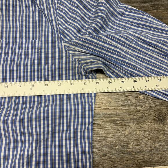 Johnnie-O‎ Prep-Formance Blue Plaid Mens Large Bamboo Nylon Button Down Shirt - Picture 7 of 9